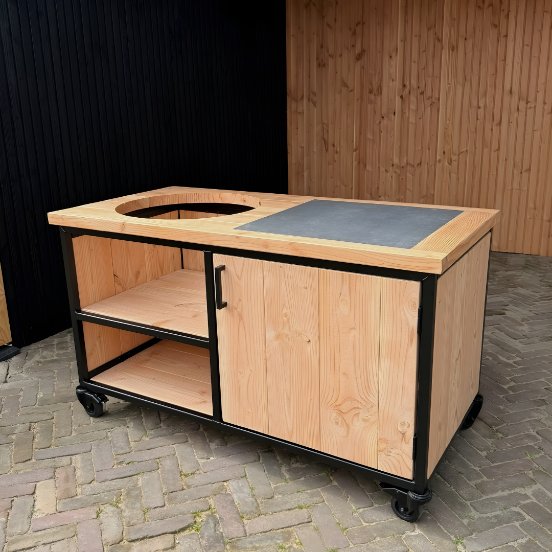Buitenkeuken Douglas en staal met opbergkast en Keramische tegel - Lengte 150 cm - Afbeelding 5