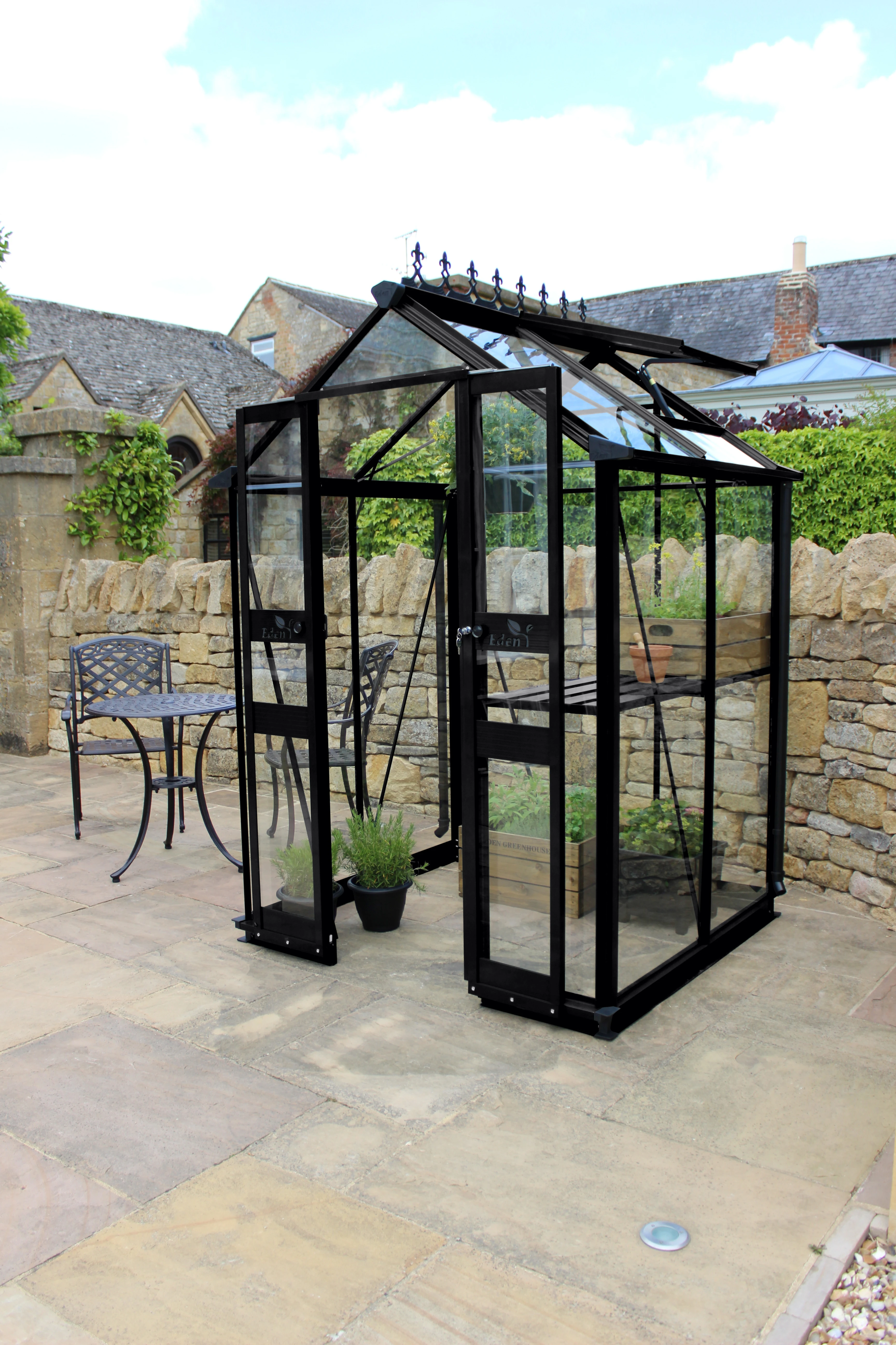 Royal Well Tuinkas Birdlip 44 Zwart Veiligheidsglas - Afbeelding 1