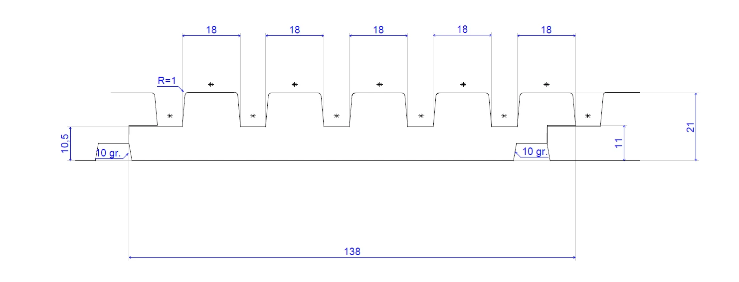 Thermowood Ayous Rhombusprofielplank Five Rib 2.1 x 13.8 cm (21 x 138 mm) - Lengte 395 cm - Afbeelding 5
