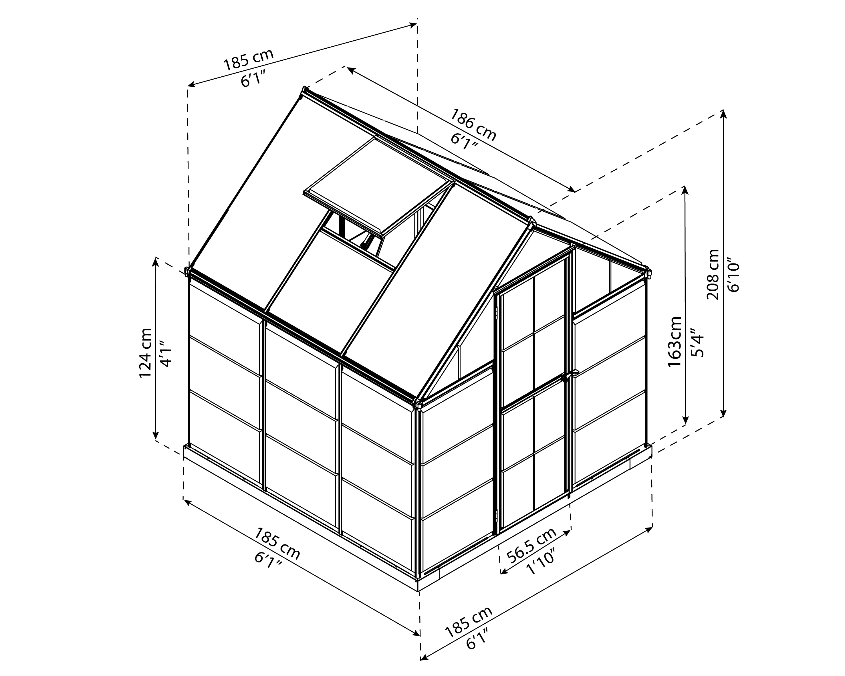 Palram Canopia Tuinkas Hybrid 185 x 185 cm Zilver - Afbeelding 5