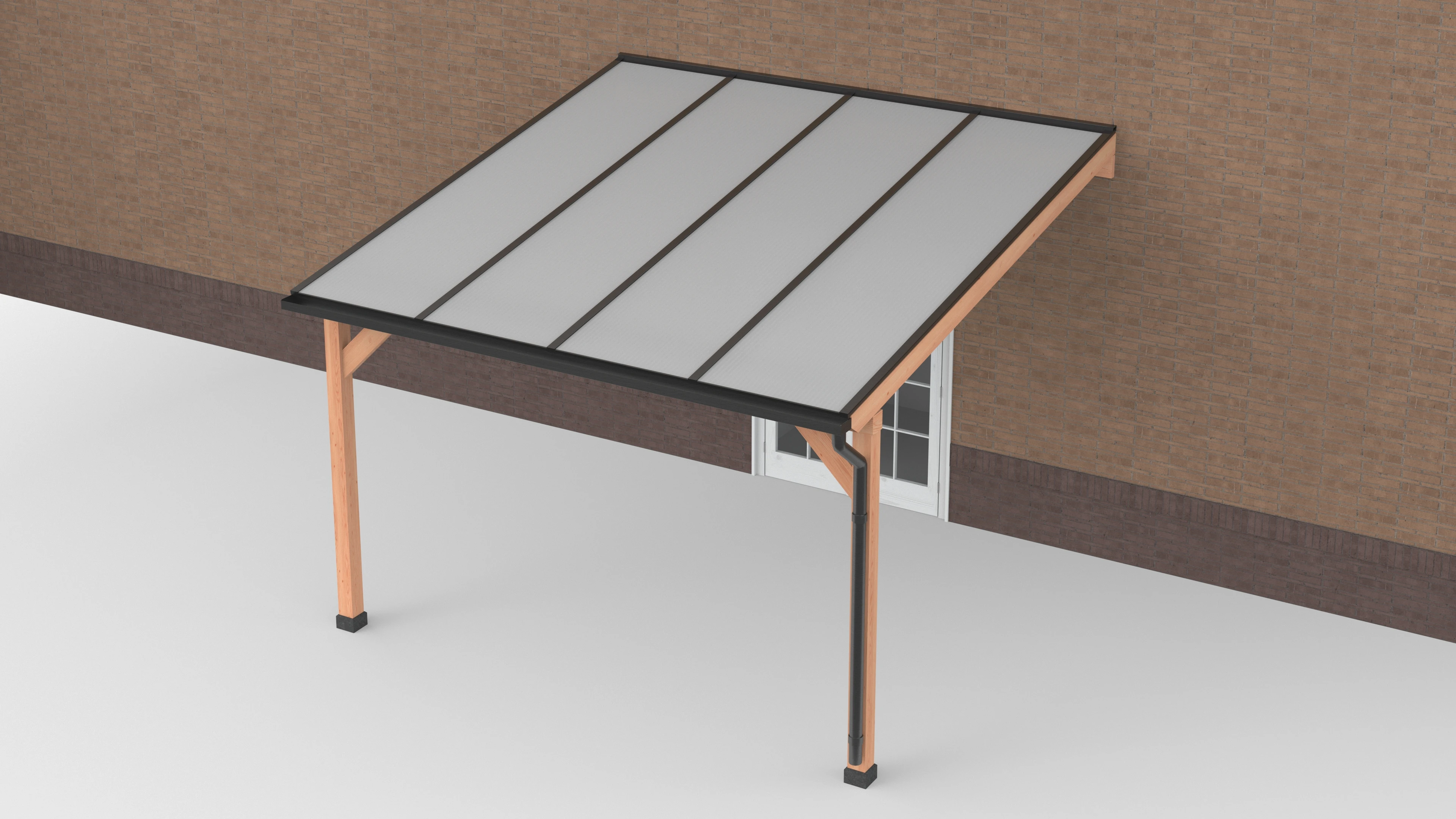 Douglas Terrasoverkapping Zwart Polycarbonaat Opaal Geschaafd 400 x 400 cm - Afbeelding 1