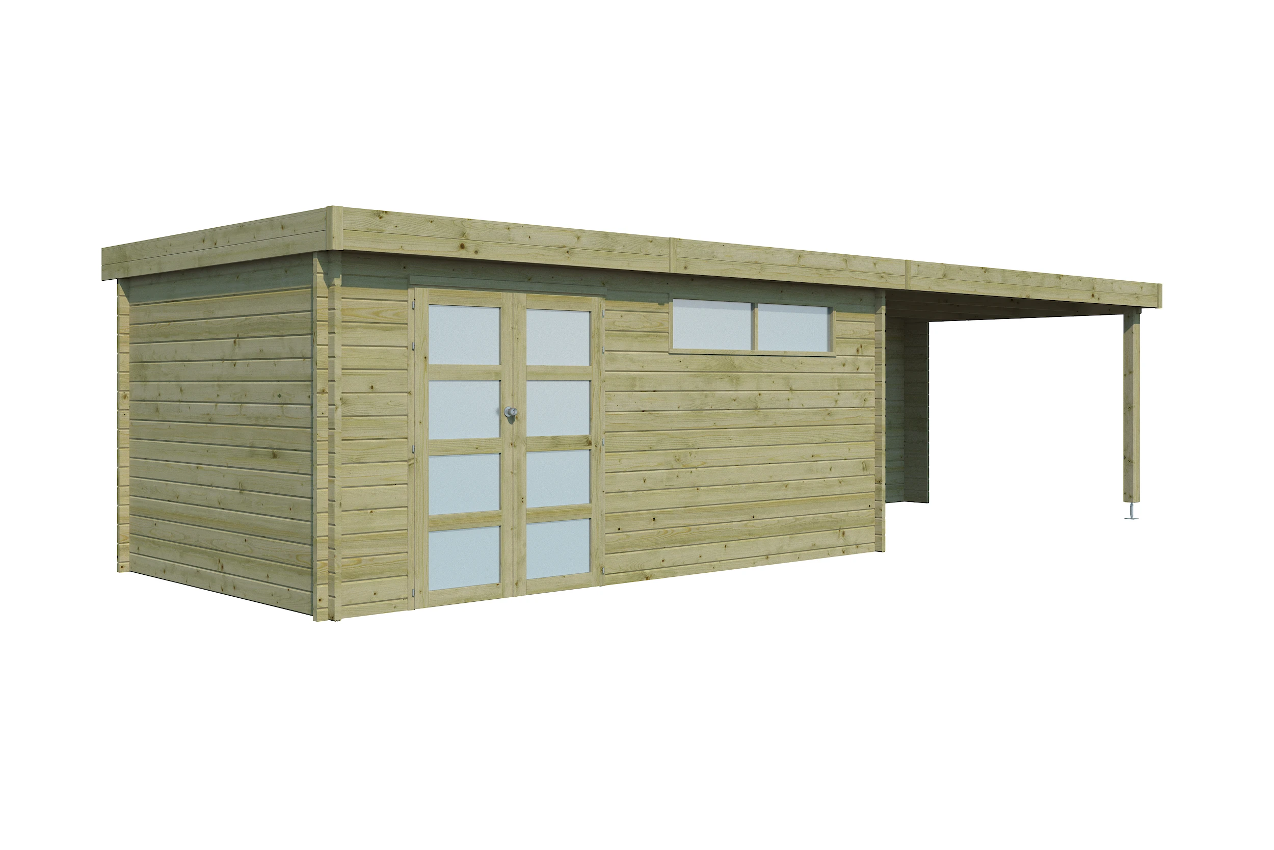 Woodlands Blokhut Modern met Overkapping en Dakisolatie Geïmpregneerd 905 x 295 cm - Afbeelding 8