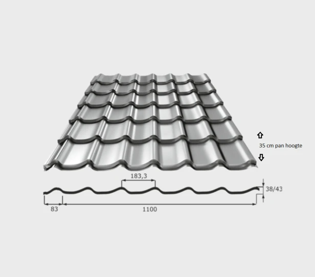 ArcelorMittal Dakpanplaat Luna Mat Grijs - Lengte 330 cm - Afbeelding 6
