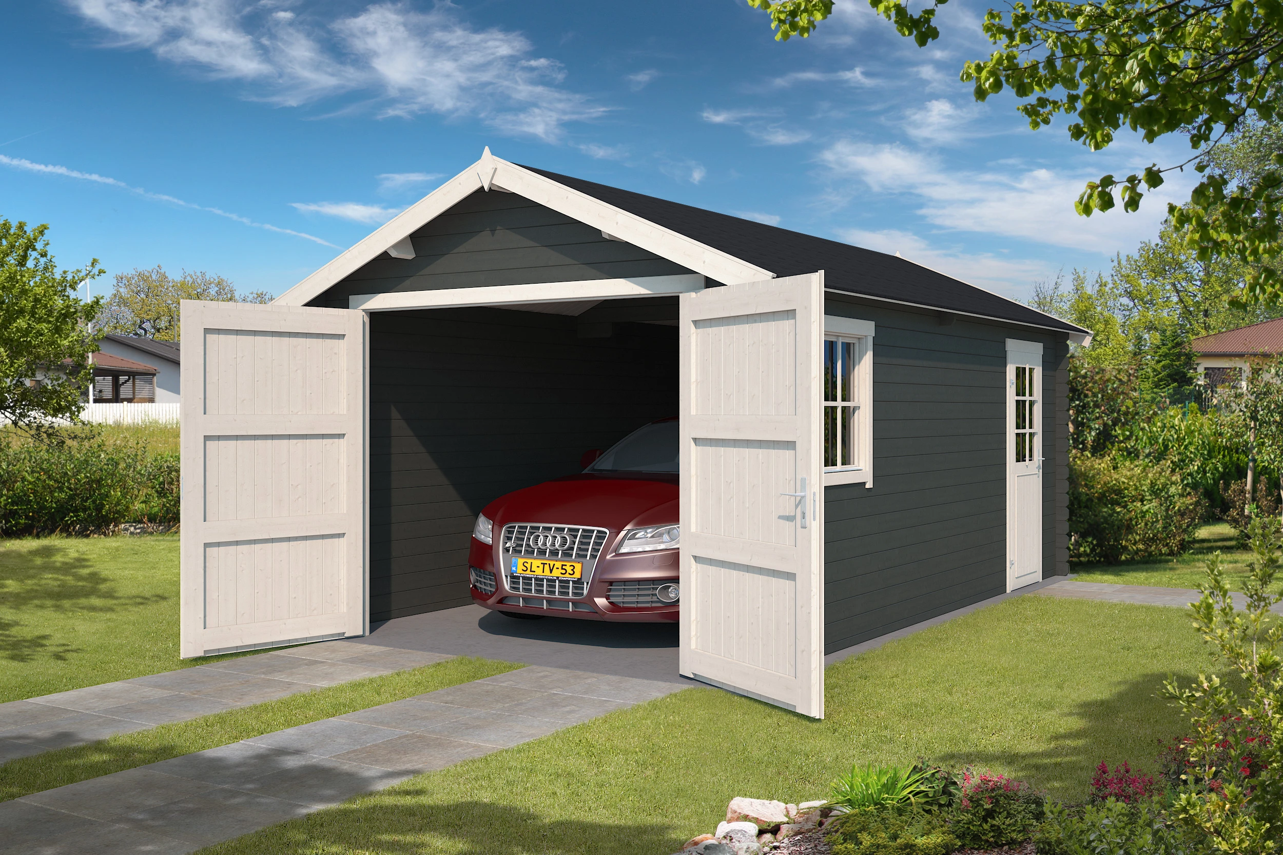 Outdoor life Garage Dillon Carbon Grey-Wit 540 x 300 cm - Afbeelding 1