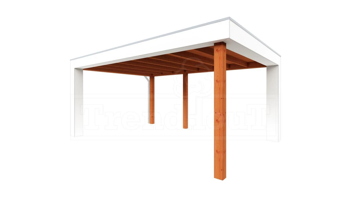 Trendhout Verona Overkapping 510 x 400 cm Lariks/Douglas Blank - Plat Dak model links - Afbeelding 1