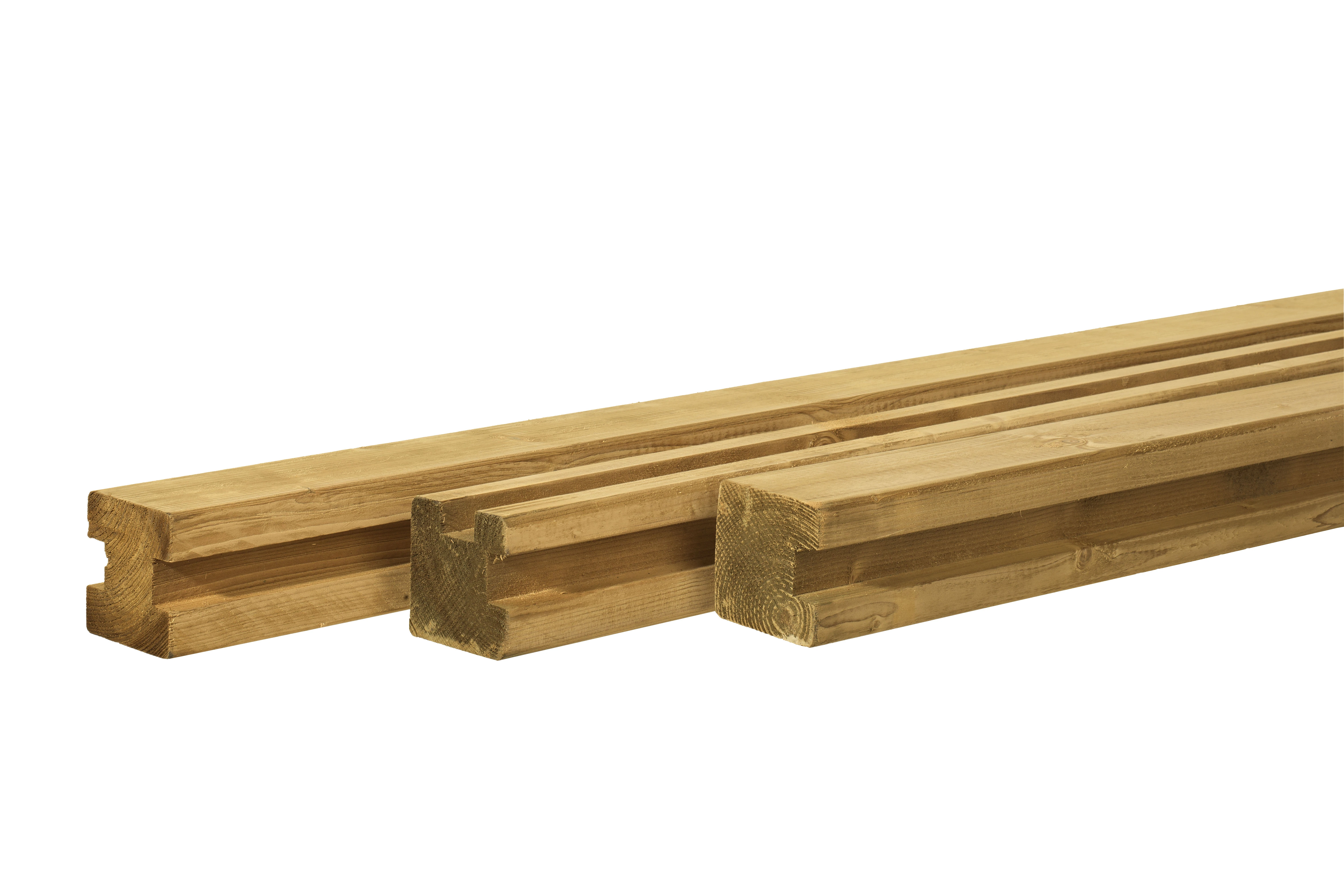 Grenen Eindpaal 8.8 x 8.8 cm (88 x 88 mm) Met Sleuf - Lengte 270 cm - Afbeelding 1