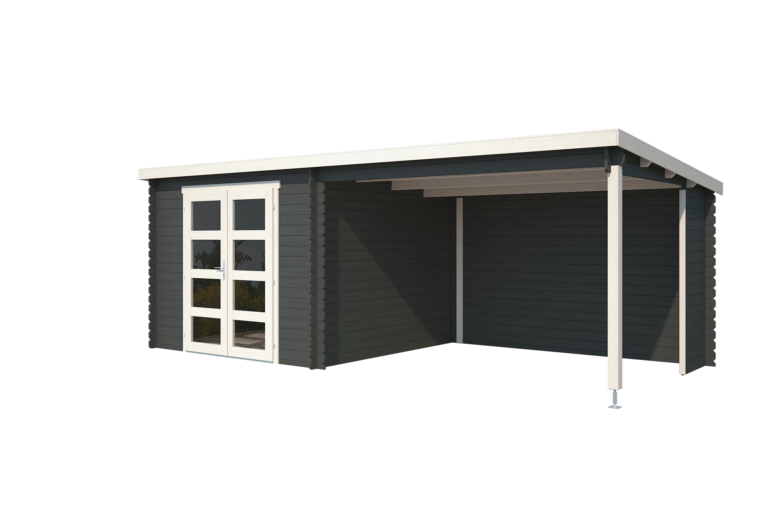 Outdoor Life Blokhut Manuel Carbon Grey-Wit 600 x 275 cm - Afbeelding 2