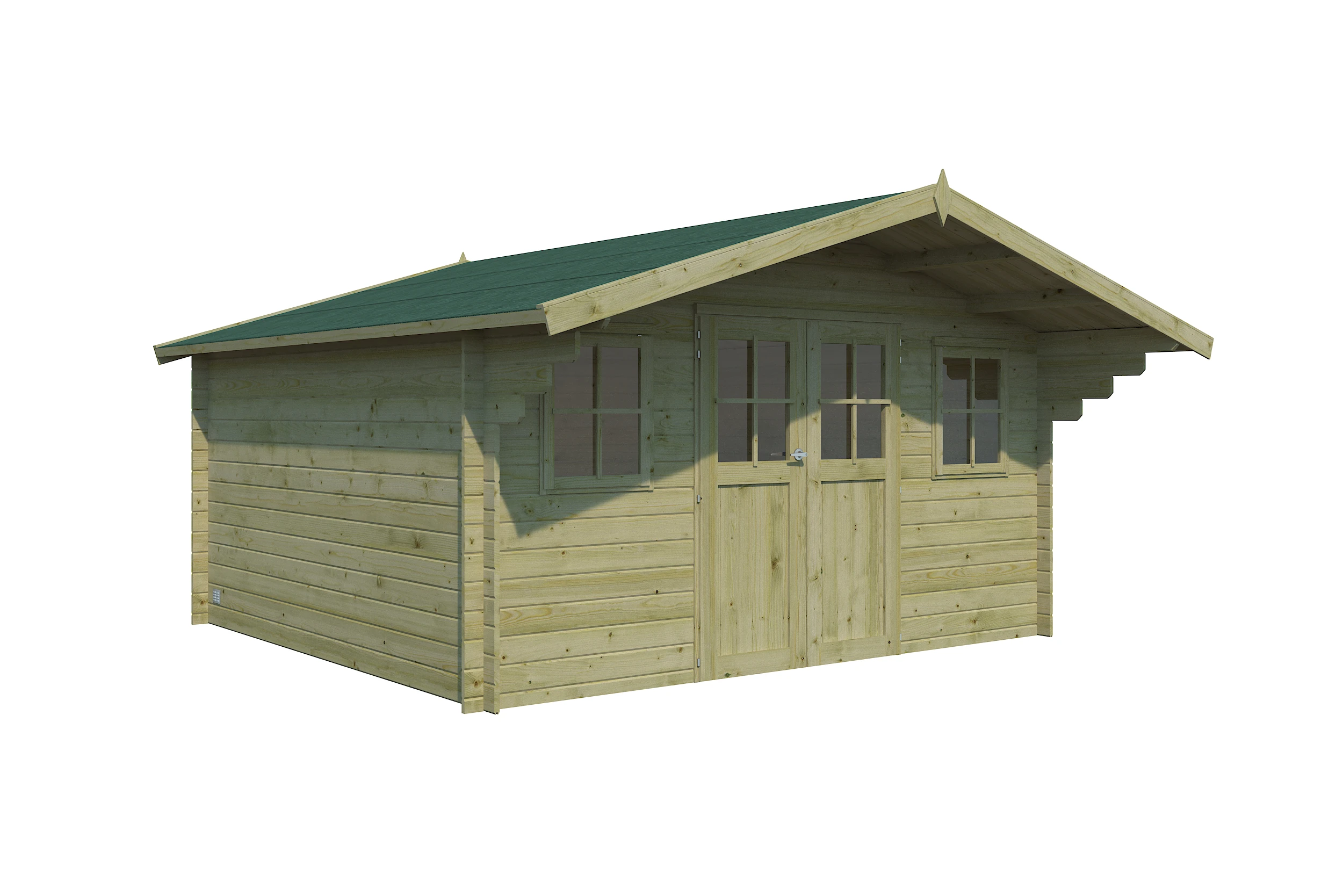 Woodlands Blokhut Quebec XL Groen Geïmpregneerd 415 x 385 cm - Afbeelding 4