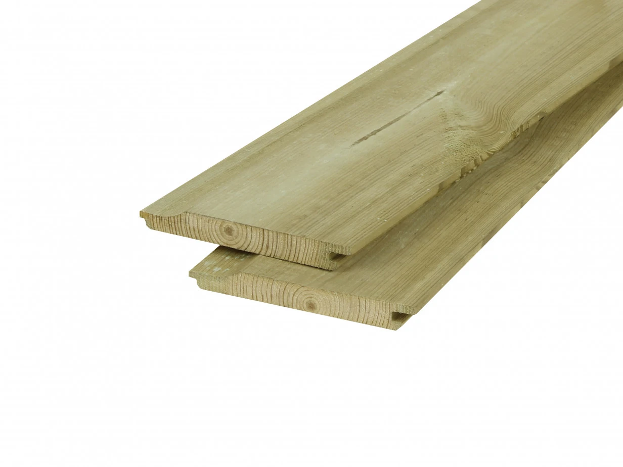 Vuren Overhangend Rabat Plank 1.9 x 14.5 cm (19 x 145 mm) Geïmpregneerd - Lengte 480 cm OP = OP - Afbeelding 2