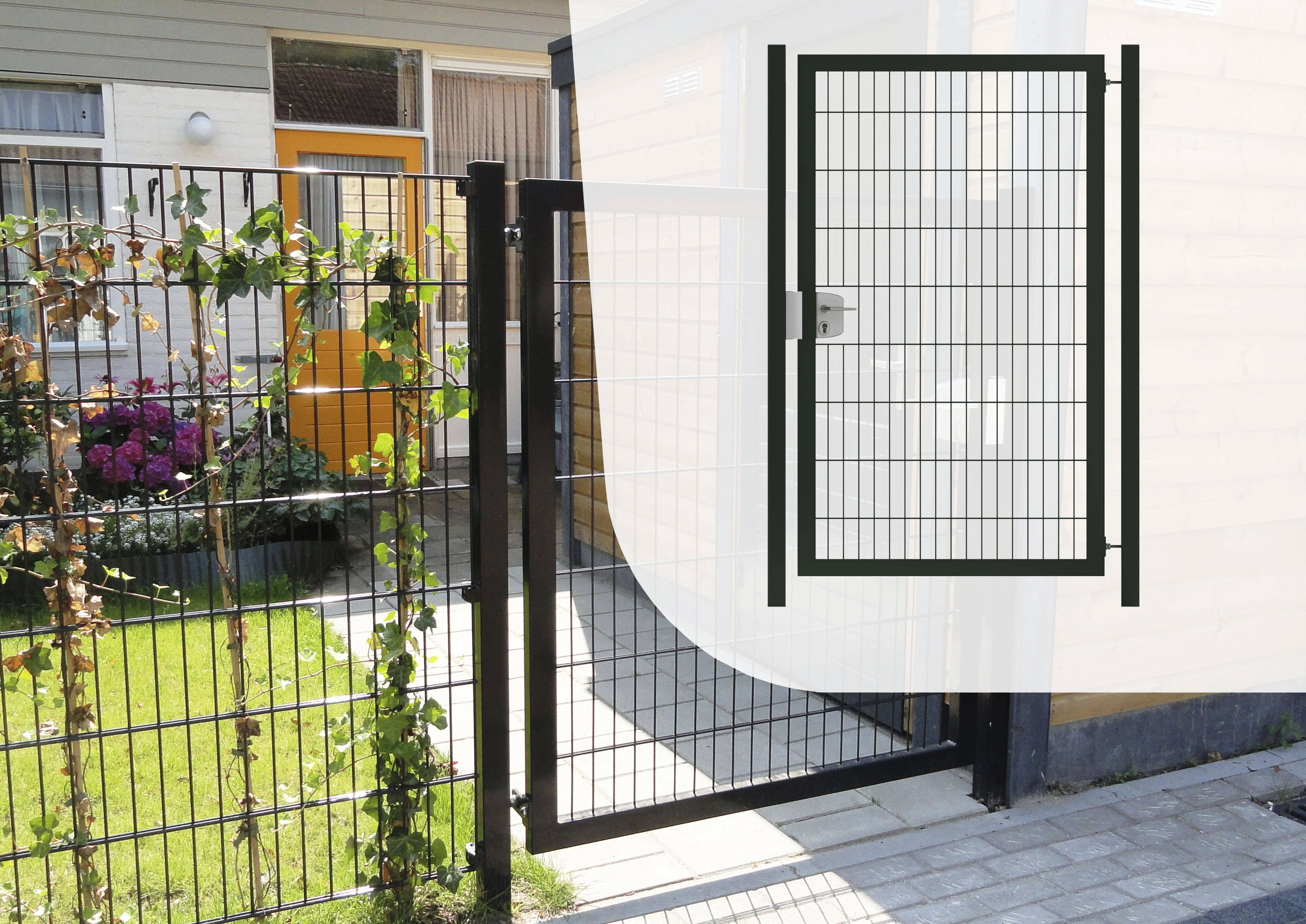 Hillfence Premium Enkele Poort Diepzwart RAL9005 100 cm - Afbeelding 2