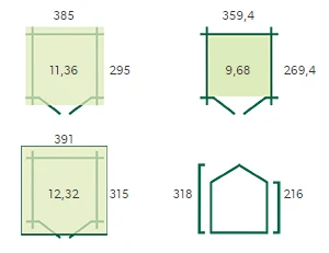 Woodlands Blokhut Gloucester L 385 x 295 cm - Afbeelding 3
