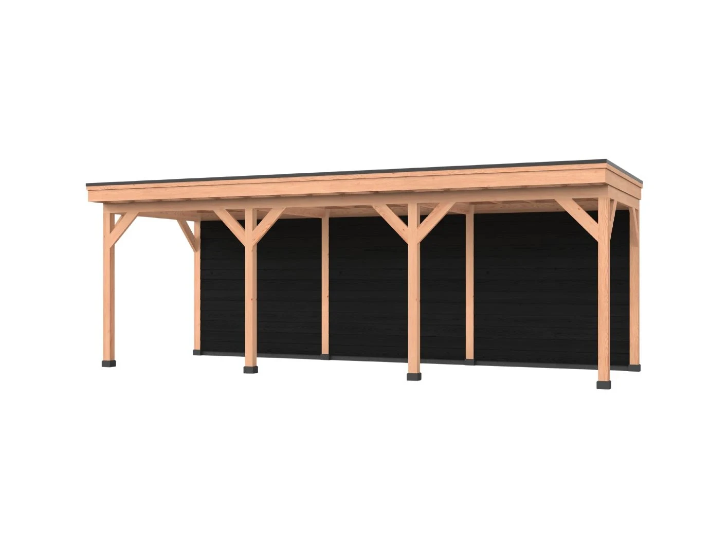 Douglas overkapping, 750 x 250, Met achterwand, Westwood DIY zwart - Afbeelding 1