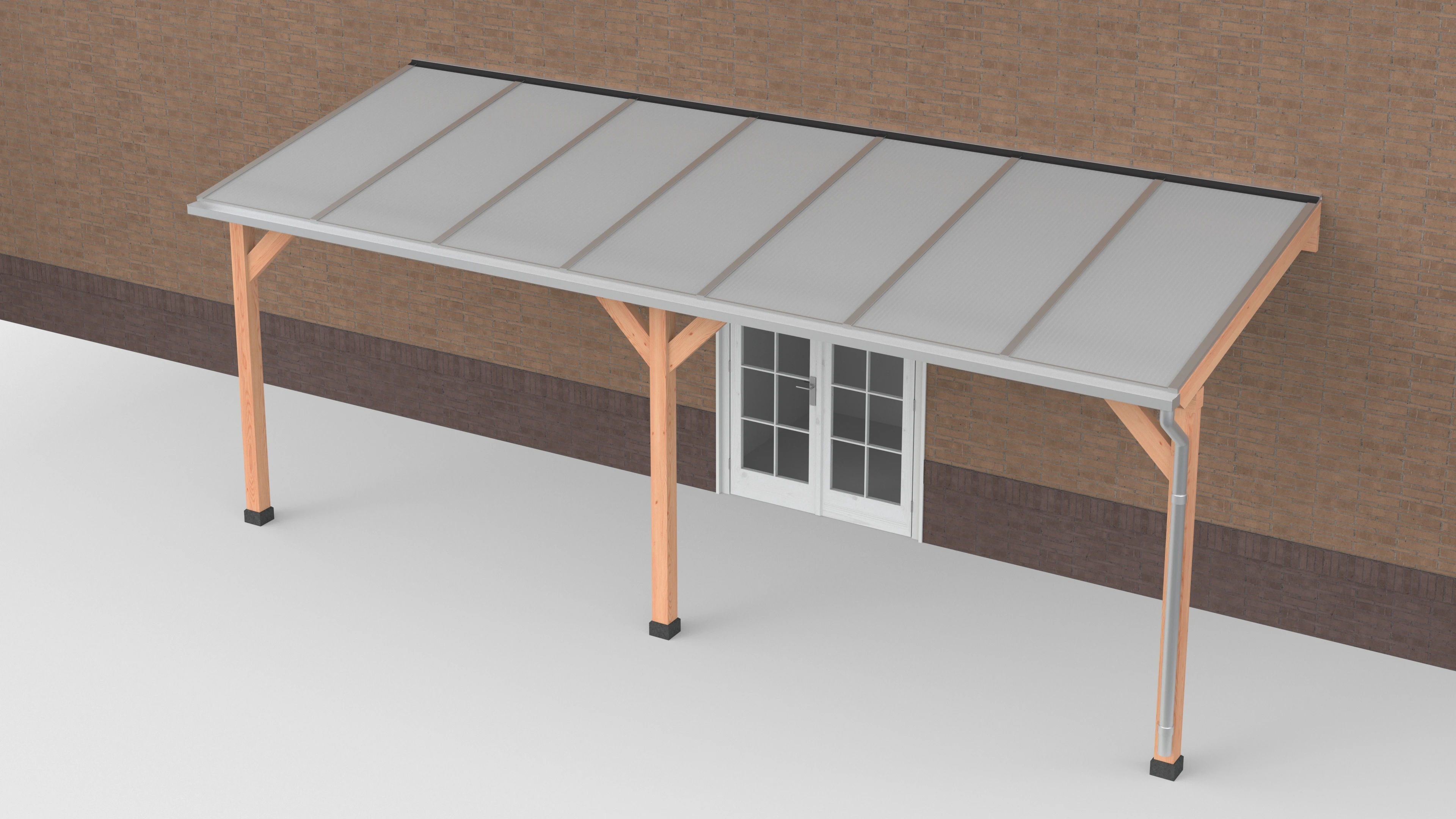 Douglas Terrasoverkapping Polycarbonaat Opaal Geschaafd 700 x 250 cm - Afbeelding 1