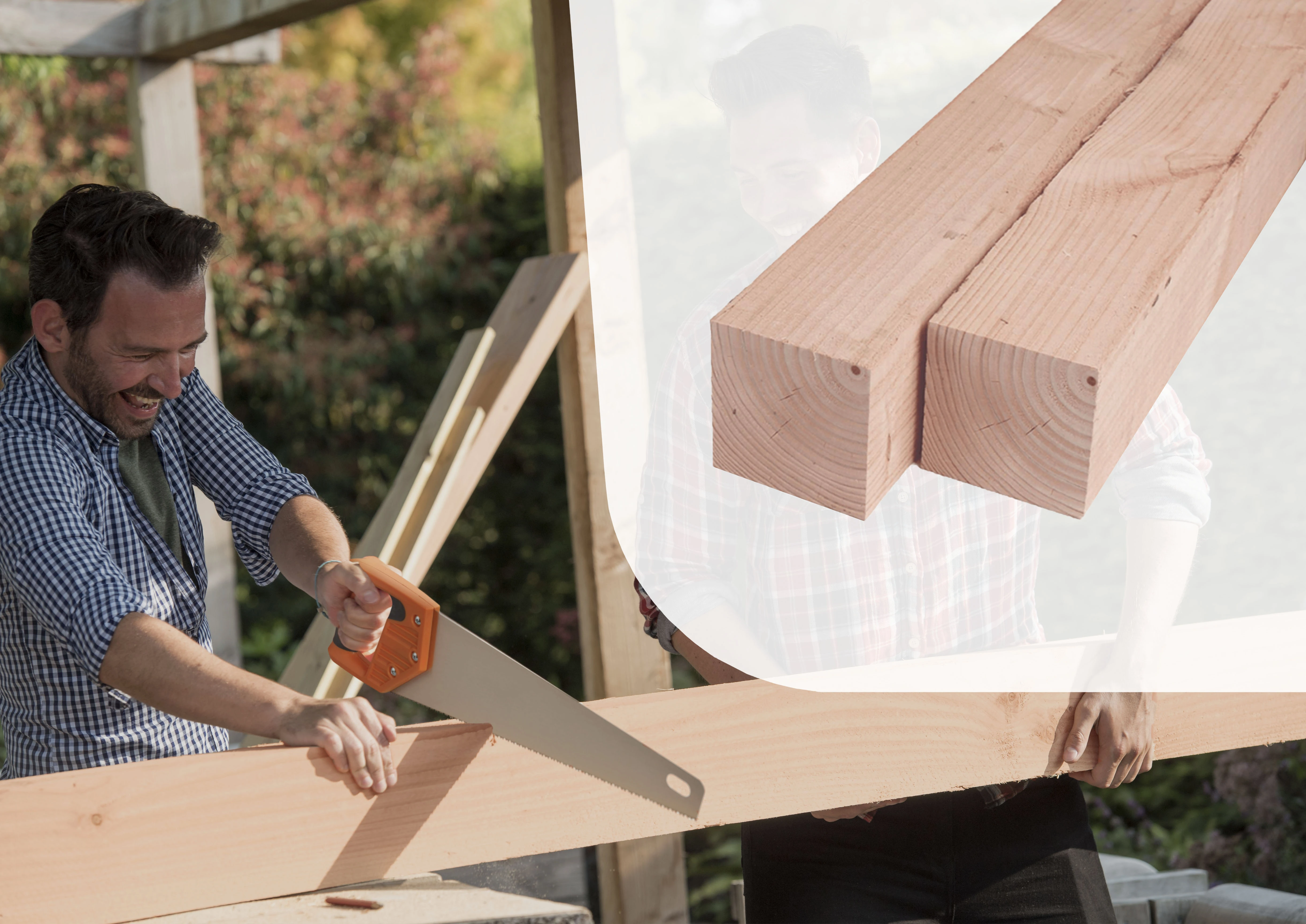 Douglas Paal 5 x 5 cm (50 x 50 mm) Fijnbezaagd - Lengte 350 cm - Afbeelding 2