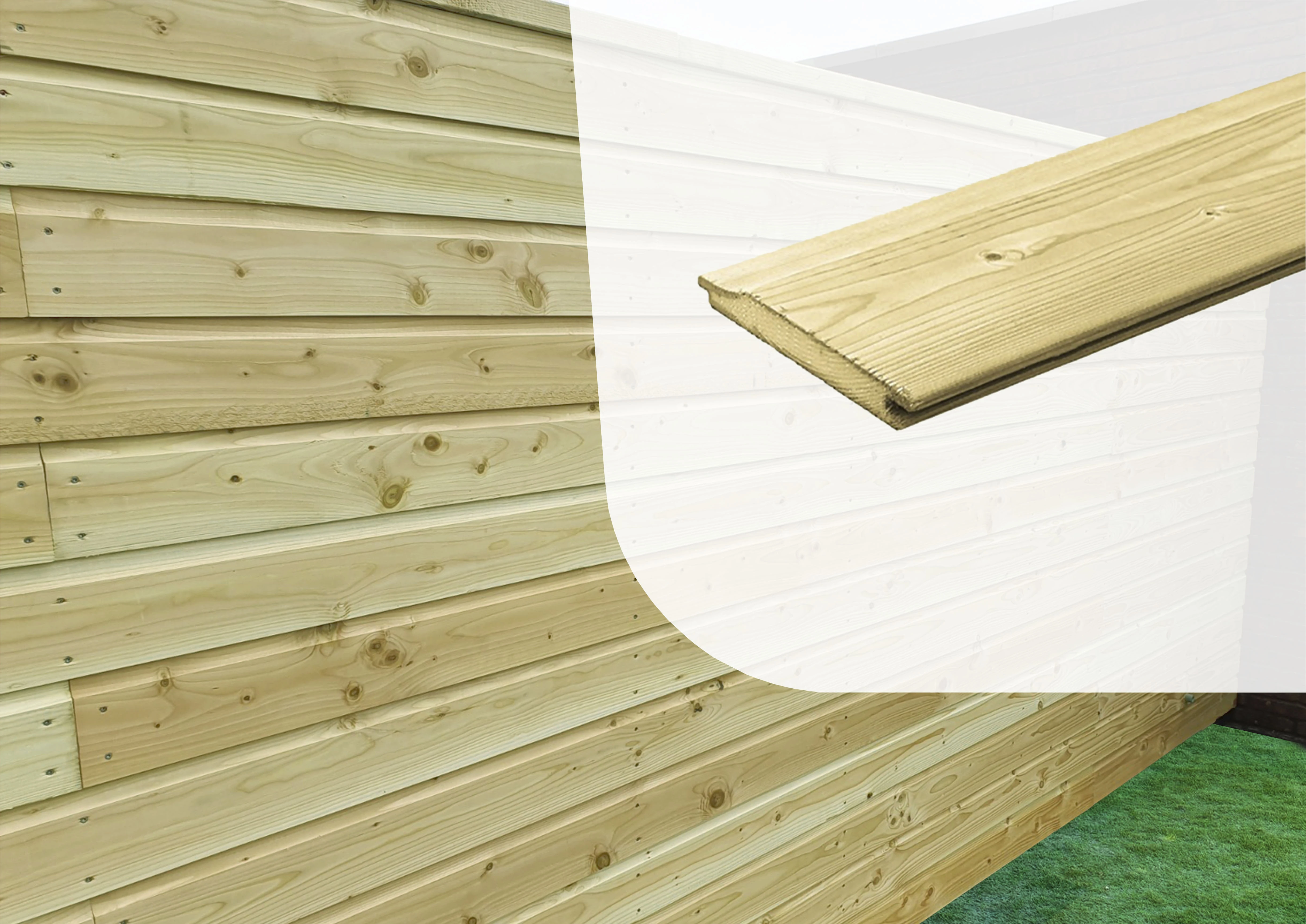 Vuren Enkel Rabat Plank 1.9 x 14.5 cm (19 x 145 mm) Geïmpregneerd - Lengte 420 cm - Afbeelding 2