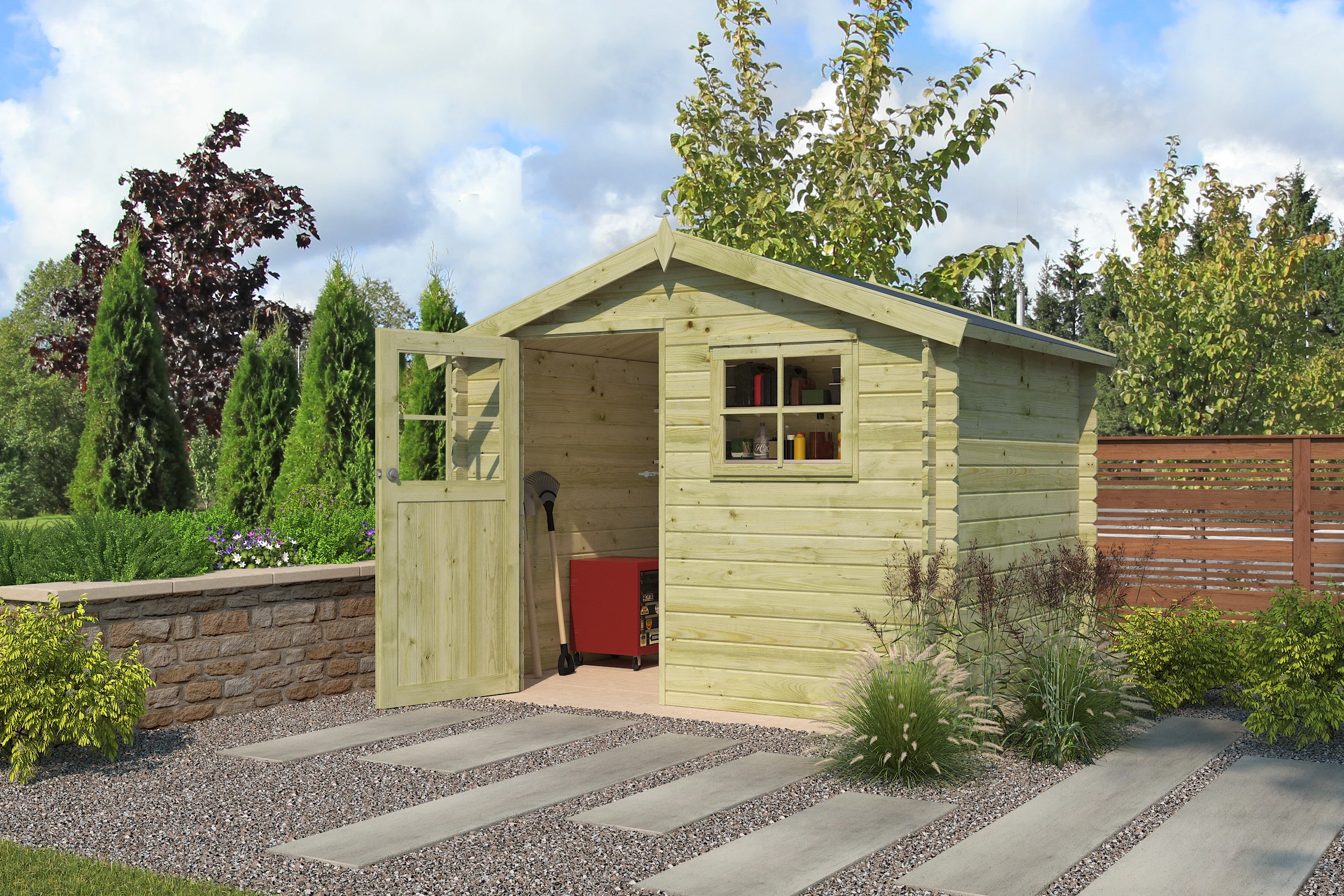 Woodlands Blokhut Salzburg Groen Geïmpregneerd 295 x 248 cm - Afbeelding 3