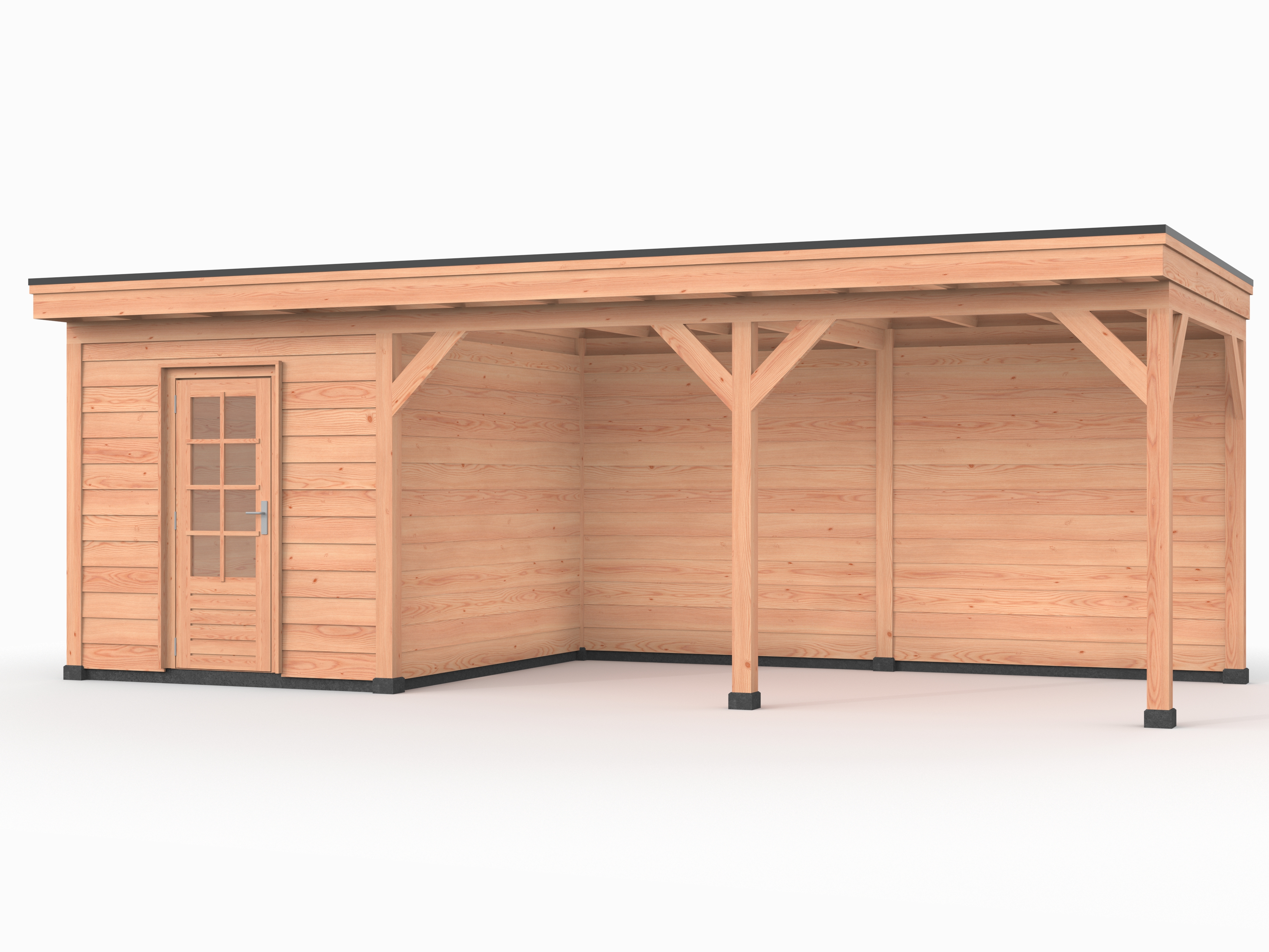 Douglas overkapping, 750 x 300, Met achterwand en schuur, Westwood Comfort Basic - Afbeelding 2