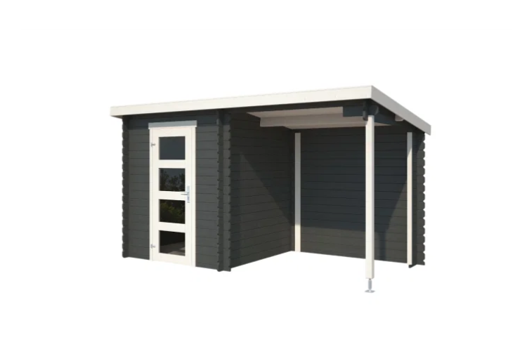 Outdoor Life Blokhut Jelle Carbon Grey-Wit 370 x 175 cm - Afbeelding 1