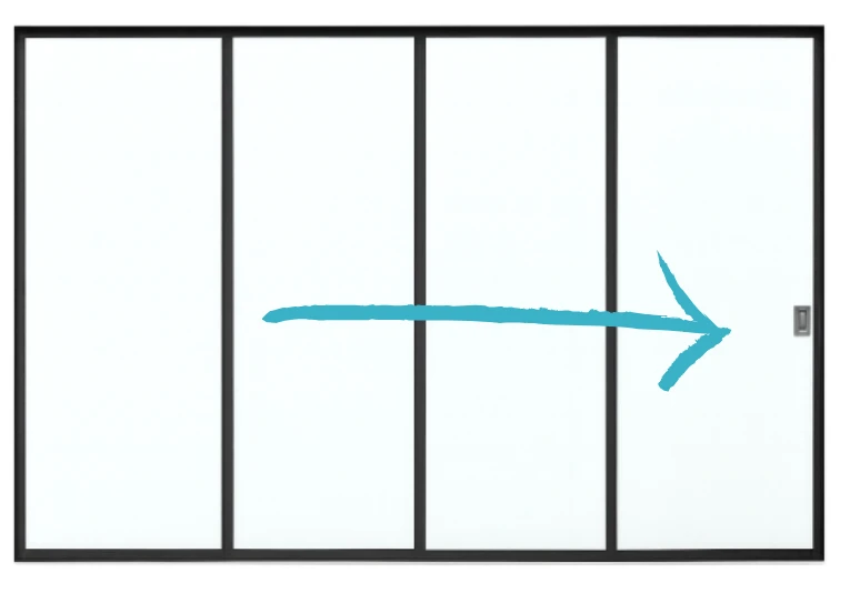 Glazen Schuifwand Zijwand Vaste Handgreep Rechts - 376 x 224 cm - Afbeelding 1