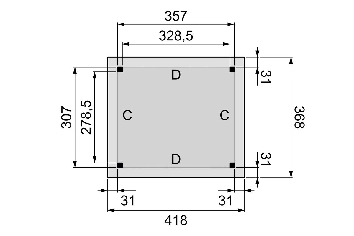 Hillhout Douglas Buitenverblijf Plat Dak Excellent, 360 x 310 cm - Afbeelding 4