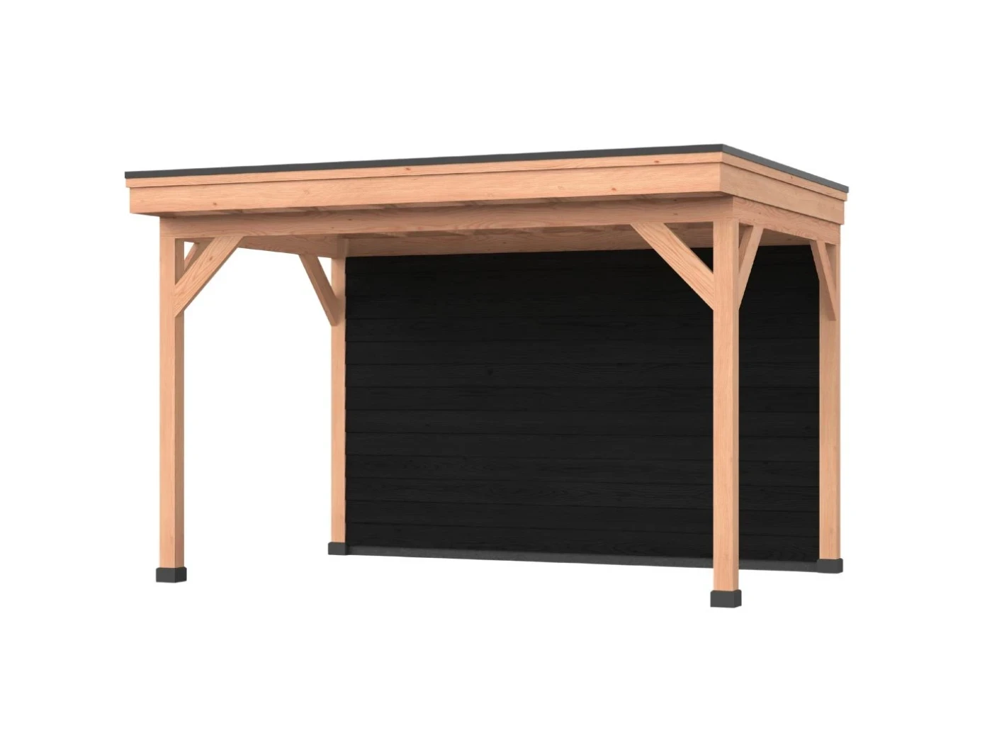 Douglas overkapping, 400 x 250, Met achterwand, Westwood DIY zwart - Afbeelding 1