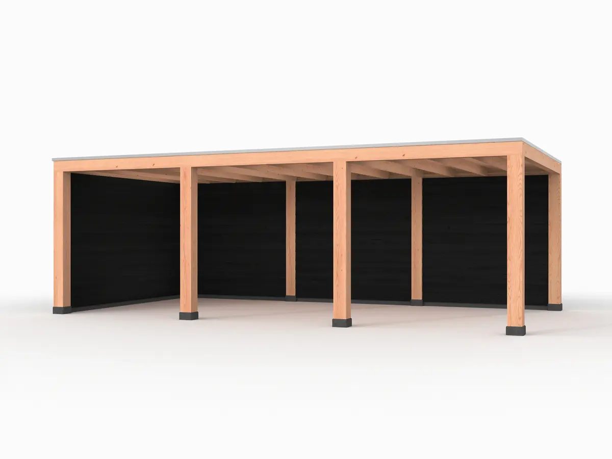 Douglas overkapping, 750 x 300, met zwarte achterwand en zijwand, Westwood Modern - Afbeelding 1