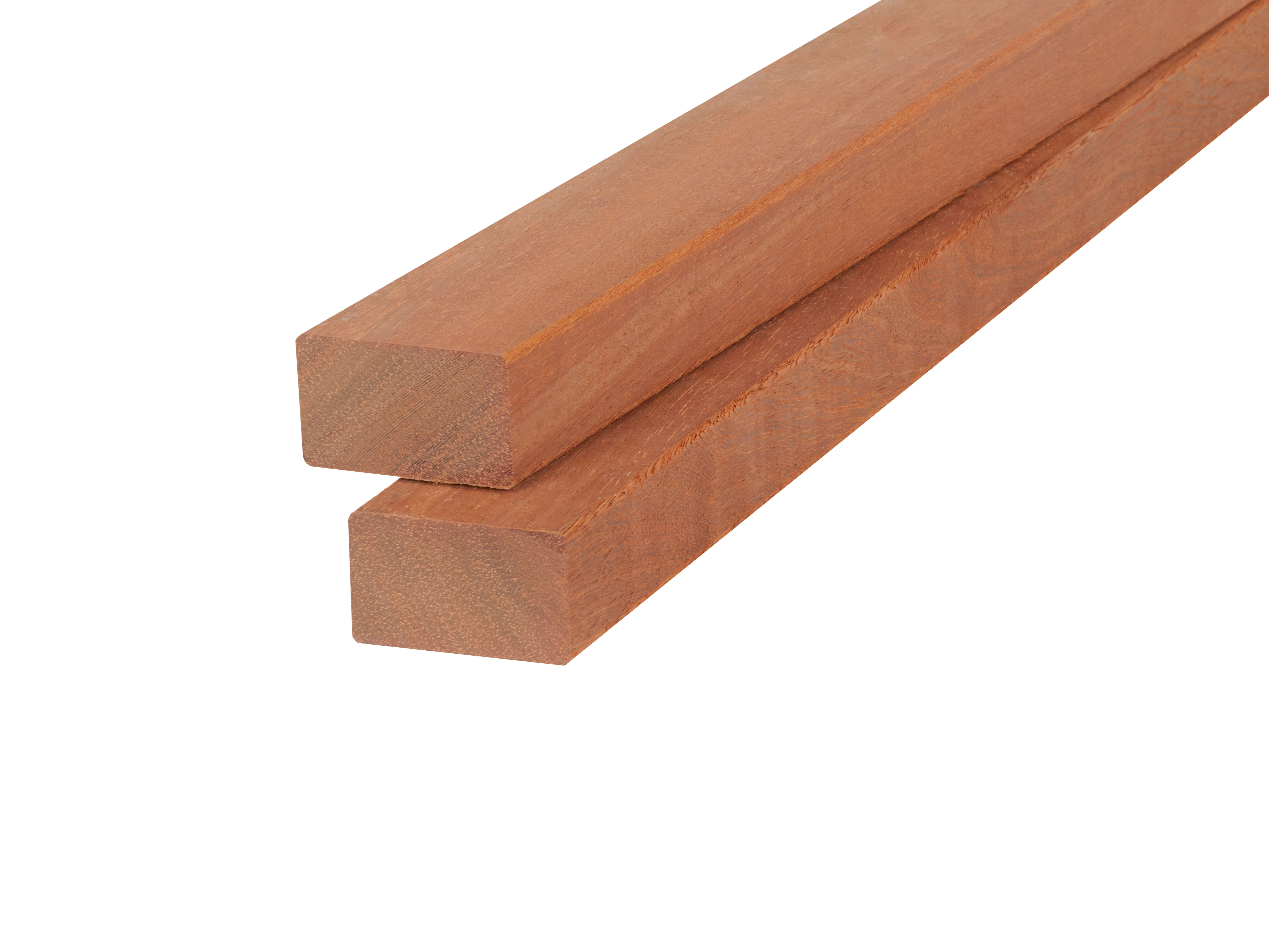 Hardhout Azobe Regel 4.5 x 9.5 cm (45 x 95 mm) Geschaafd - Lengte 350 cm - Afbeelding 1