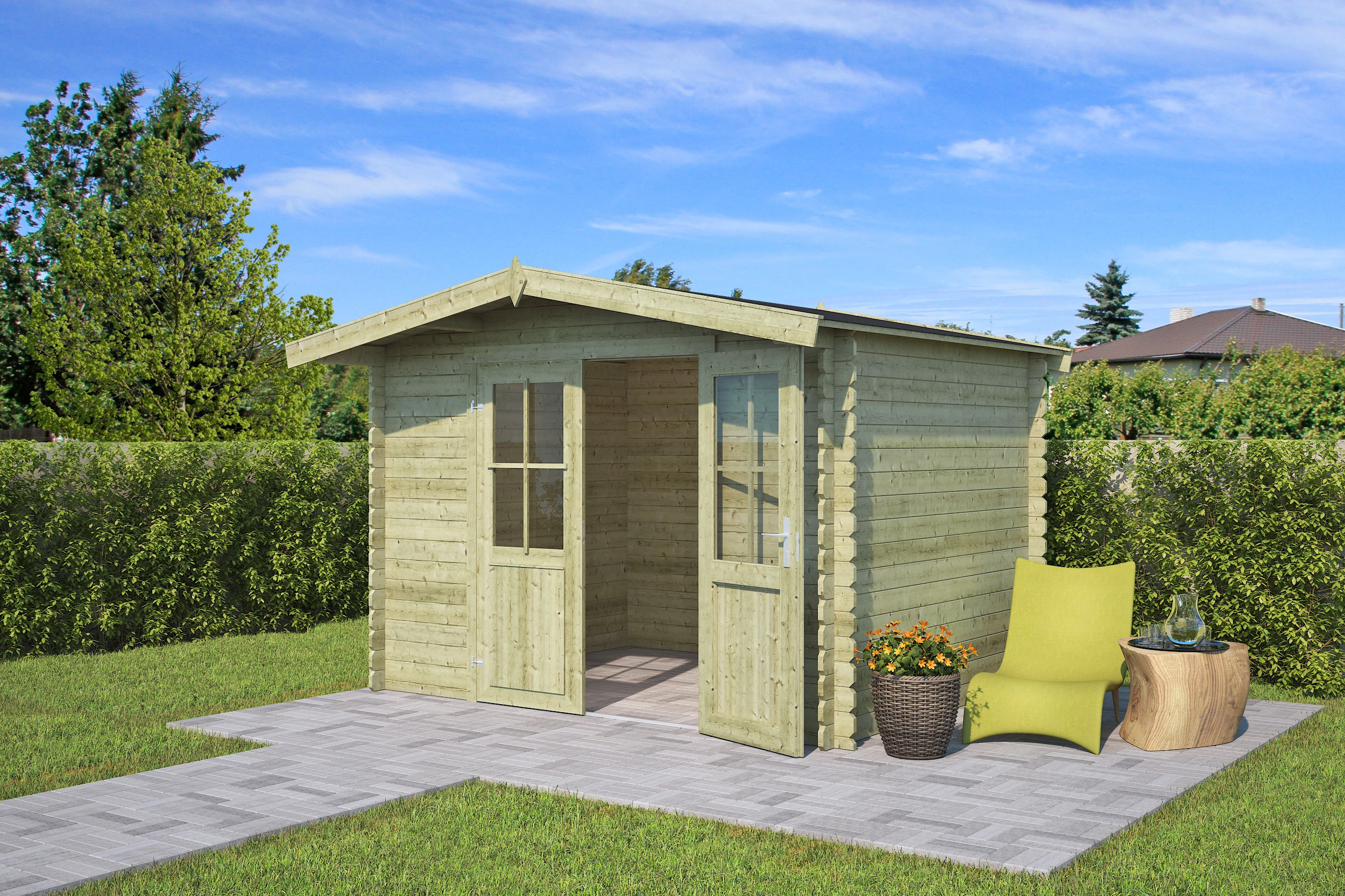 Outdoor Life Blokhut Baltimore Groen Geïmpregneerd 292 x 230 cm - Afbeelding 2