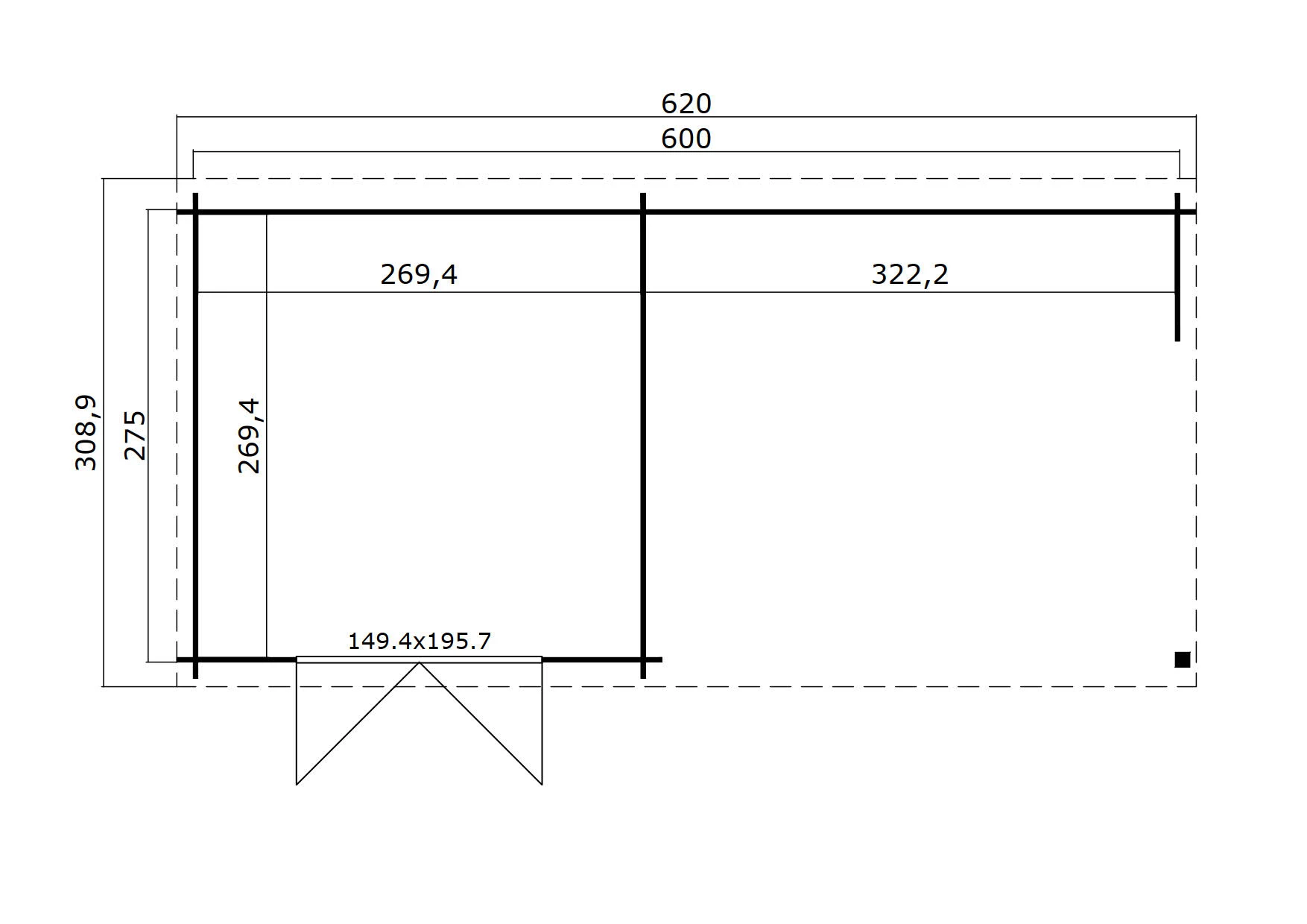 Outdoor Life Blokhut Manuel Carbon Grey-Wit 600 x 275 cm - Afbeelding 3