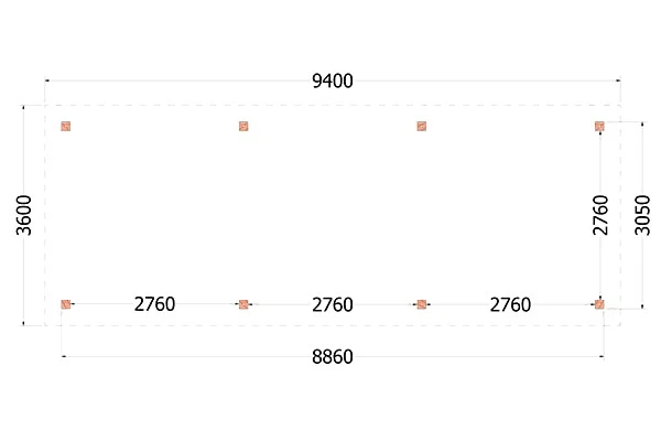 Trendhout Douglas Overkapping Florence 940 x 360 cm - Afbeelding 2