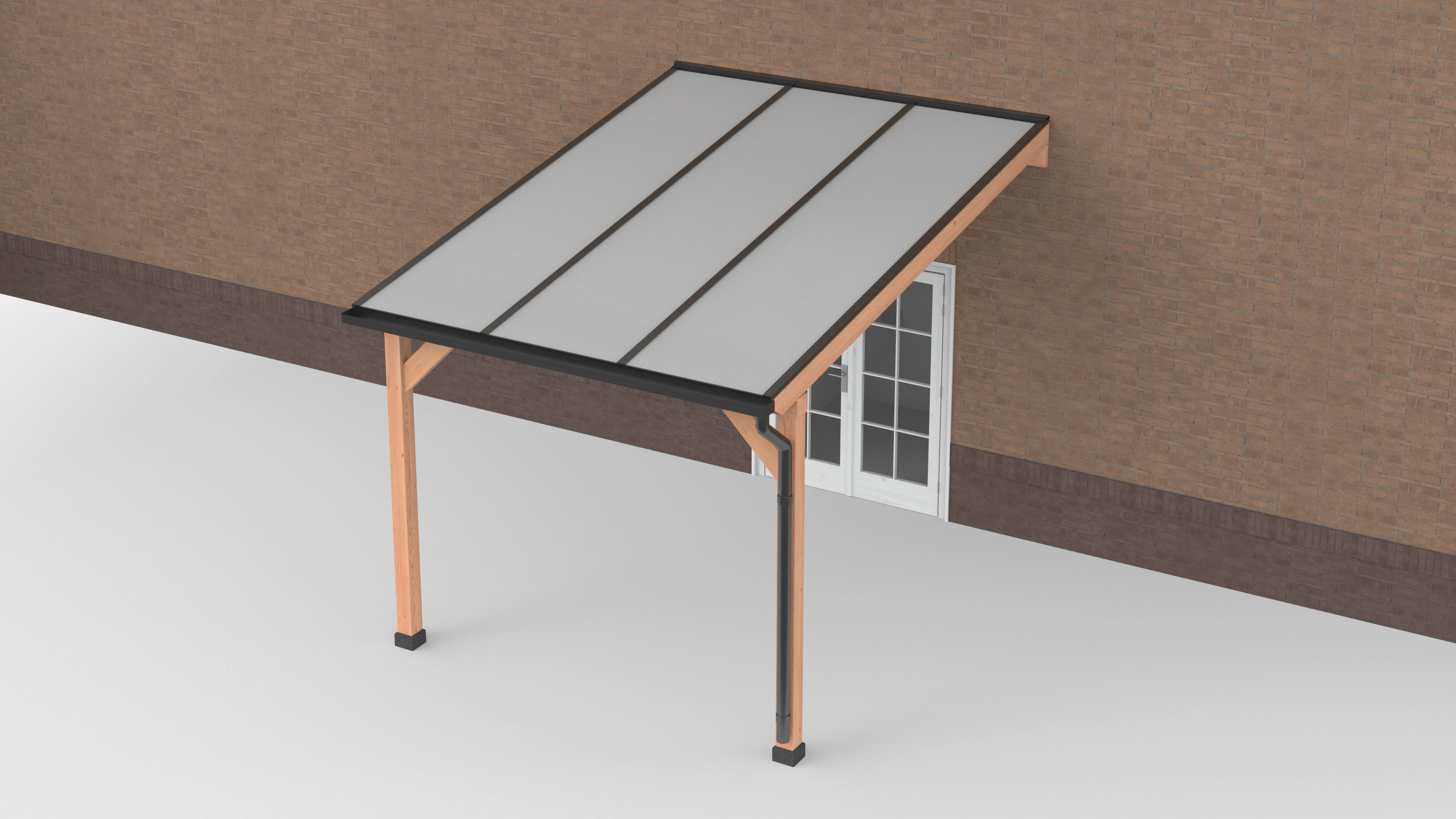 Douglas Terrasoverkapping Geschaafd Zwart - Polycarbonaat Opaal 300 x 400 cm - Afbeelding 1