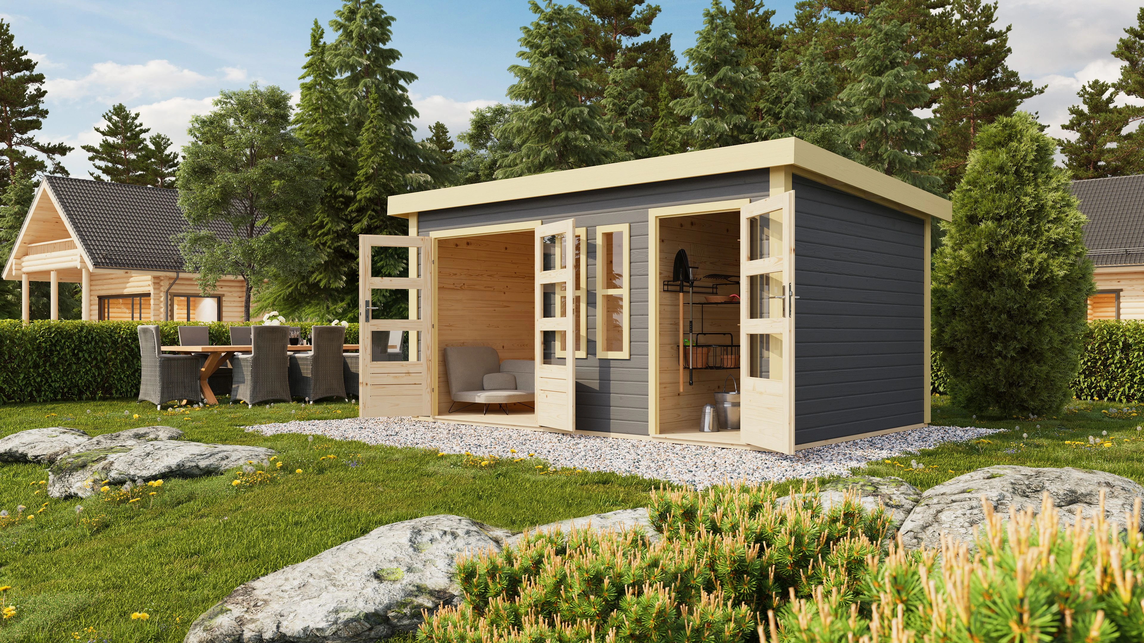 Karibu Tuinhuis Schönbuch 2 Grijs 38 mm - 458 x 302 cm - Afbeelding 1