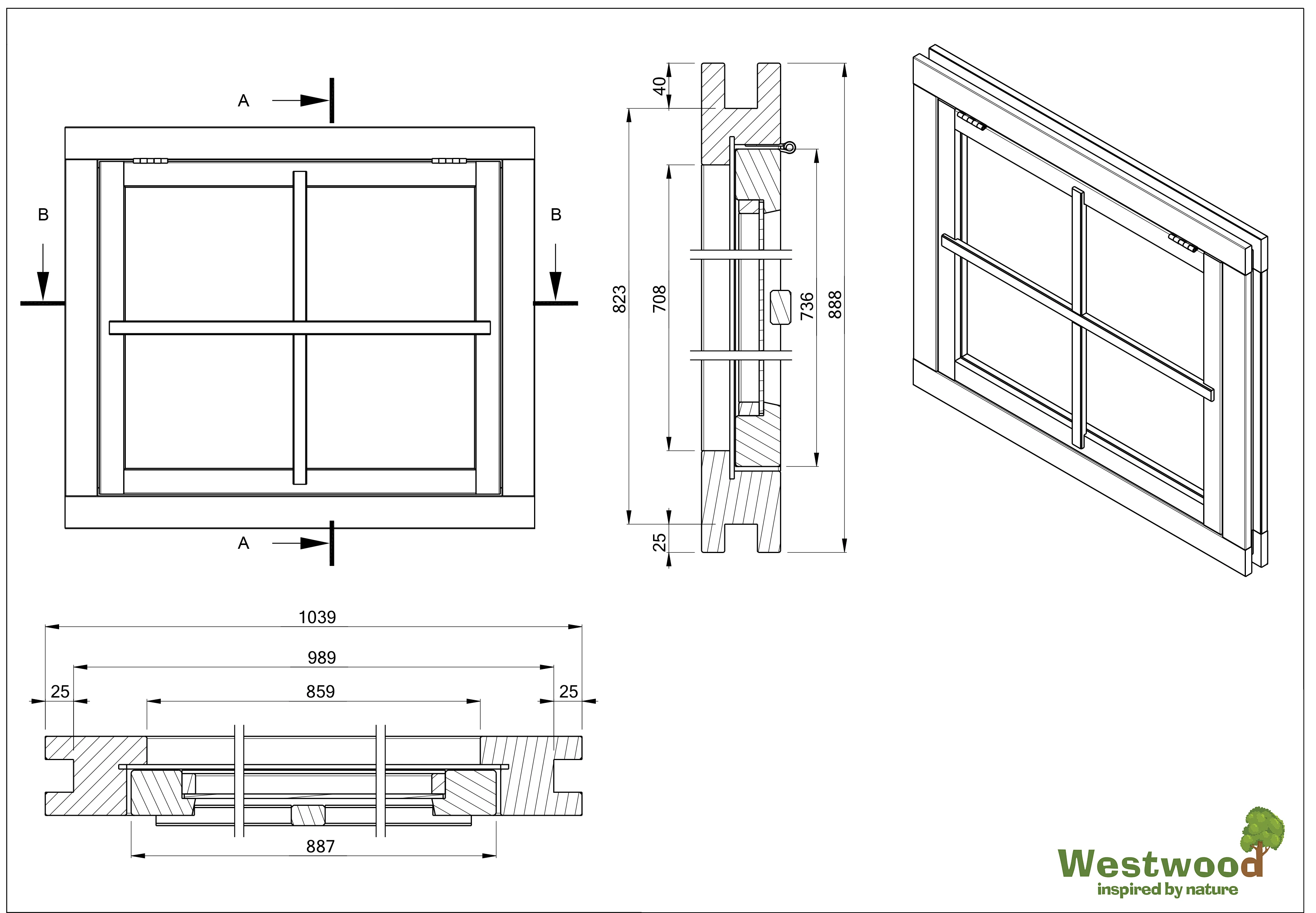 Douglas Uitzetraam 4-ruits 104 x 89 cm - Afbeelding 4