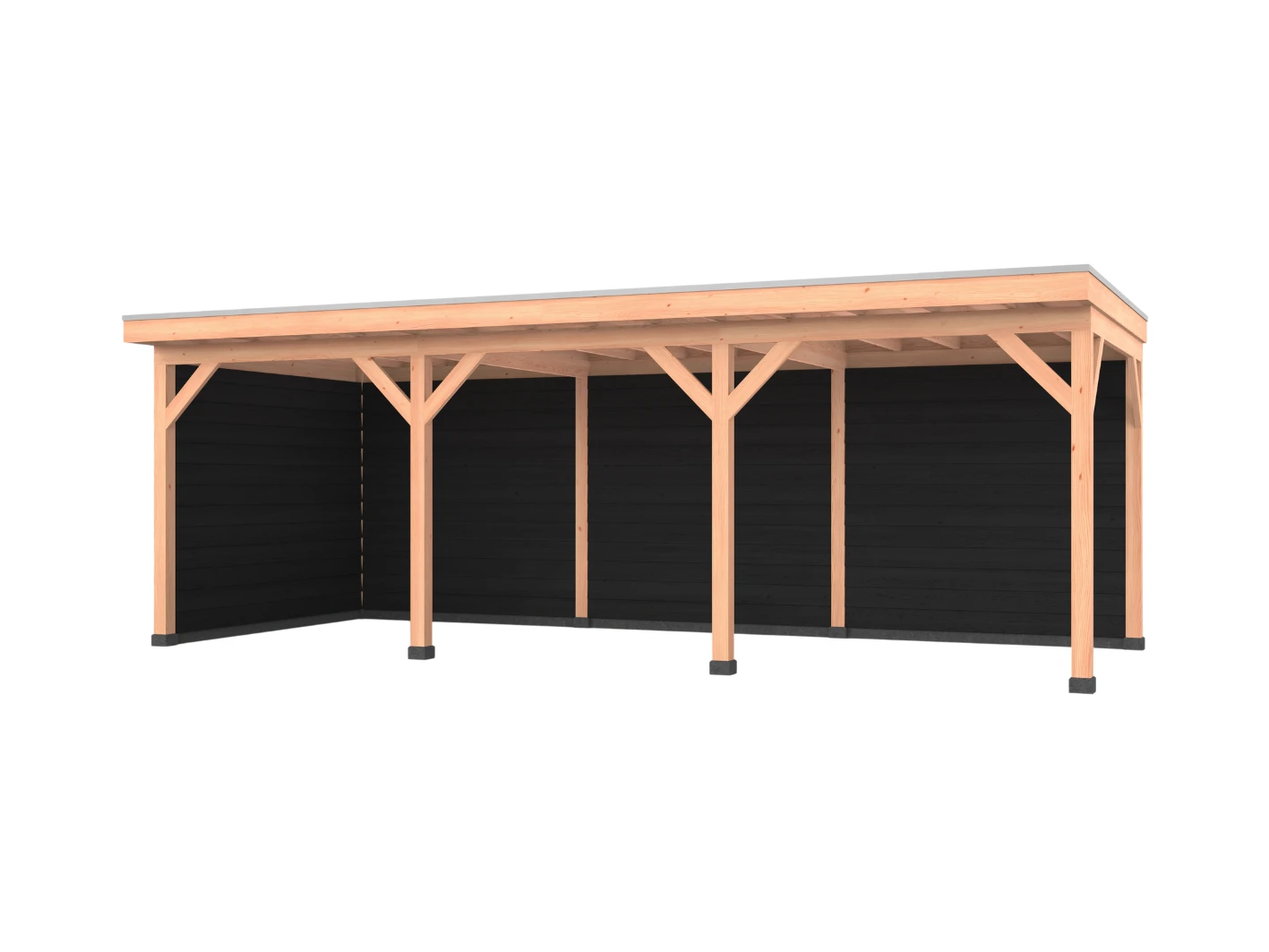 Douglas overkapping, 750 x 300, met zwarte achterwand en zijwand, Westwood Comfort - Afbeelding 1
