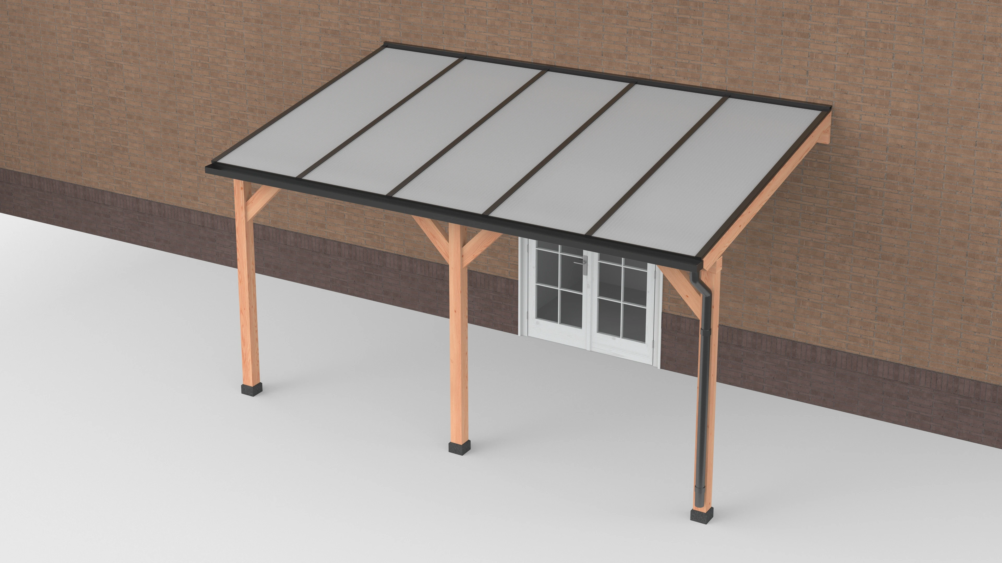 Douglas Terrasoverkapping Zwart Polycarbonaat Opaal Geschaafd 500 x 300 cm - Afbeelding 1