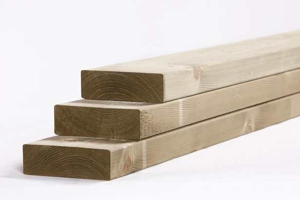 Vuren Regel 3.8 x 11.5 cm (38 x 115 mm) Geschaafd Groen Geïmpregneerd - Lengte 450 cm - Afbeelding 2