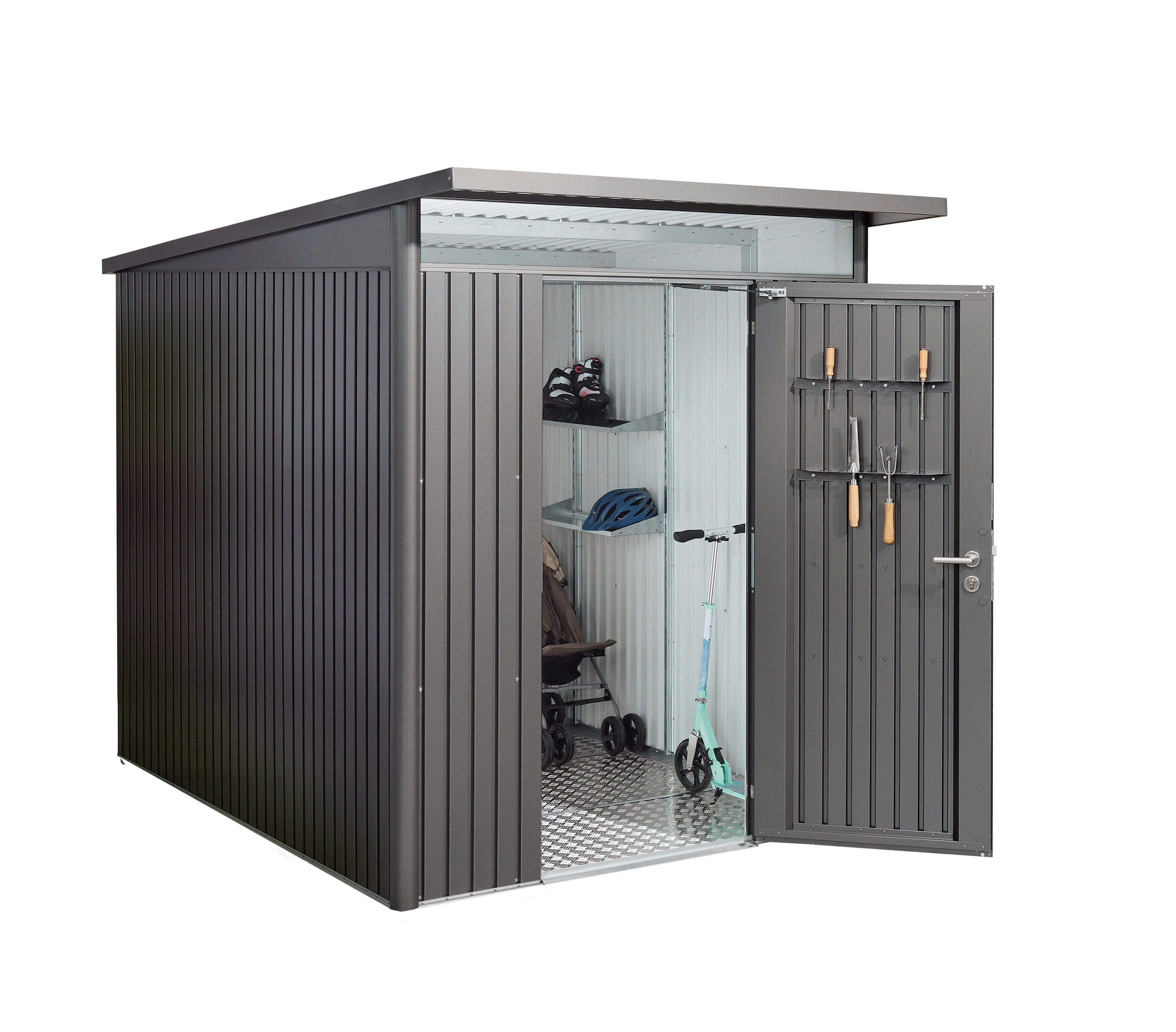 Biohort berging avantgarde met enkele deur donkergrijs, 180 x 300 x 218 cm, A3 - Afbeelding 2
