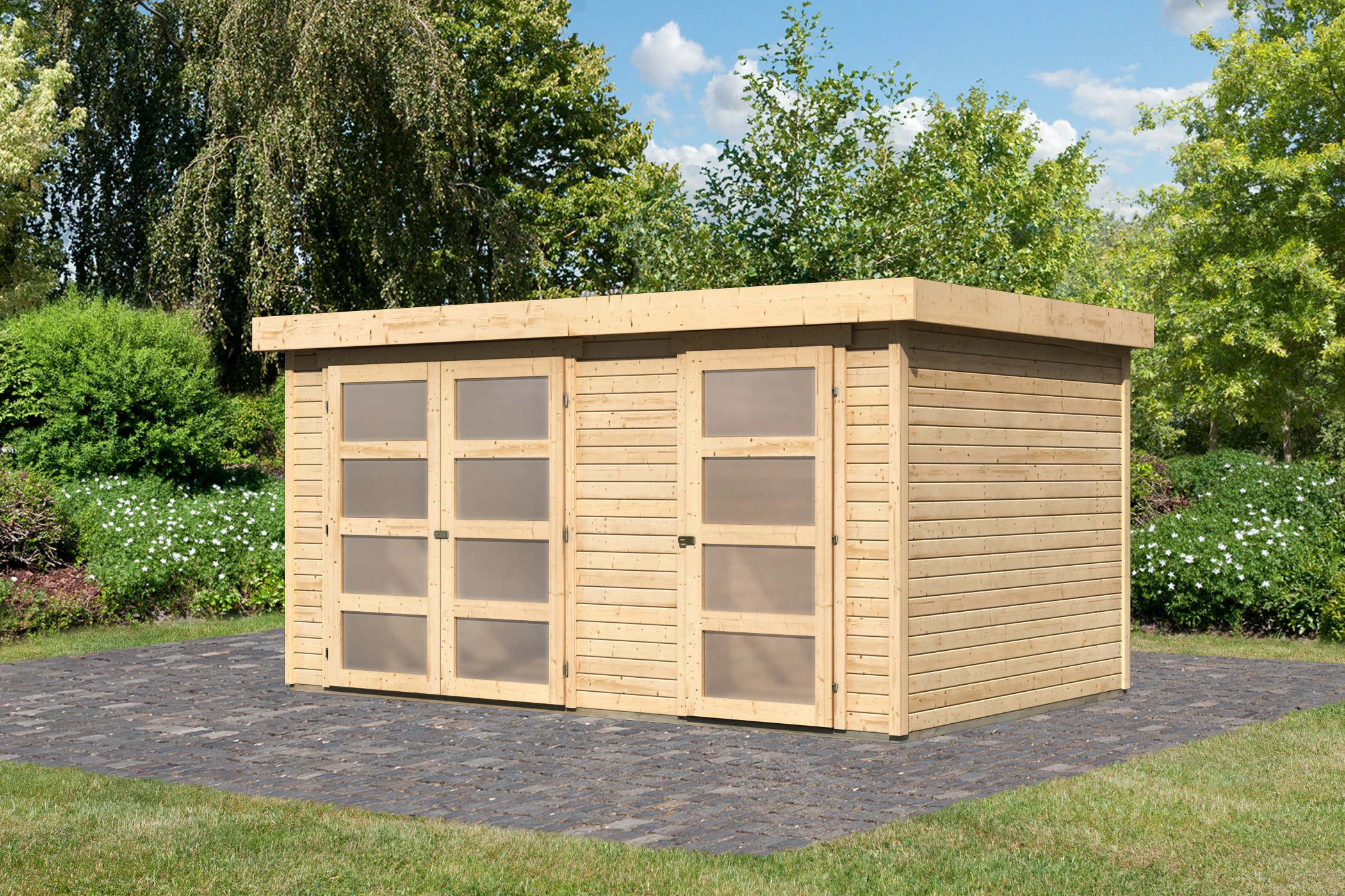 Karibu Tuinhuis Mühlentrup 2 Scandinavisch Vuren 428 x 310 cm - Afbeelding 2