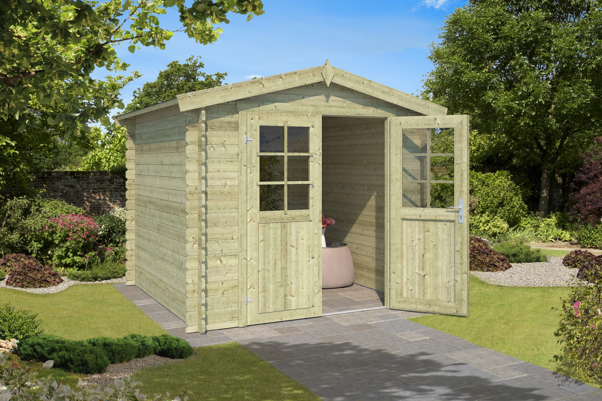 Outdoor Life Blokhut Ingo Groen Geïmpregneerd 230 x 230 cm - Afbeelding 2