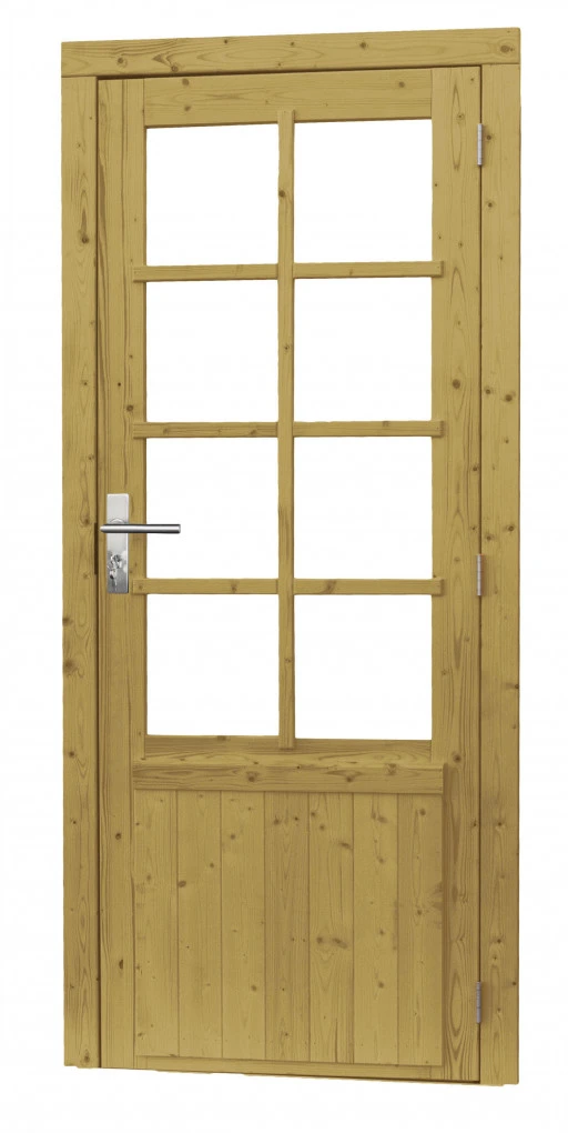 Vuren Enkele Glasdeur 90 x 201 cm (900 x 2010 mm) Groen Geïmpregneerd - Afbeelding 1