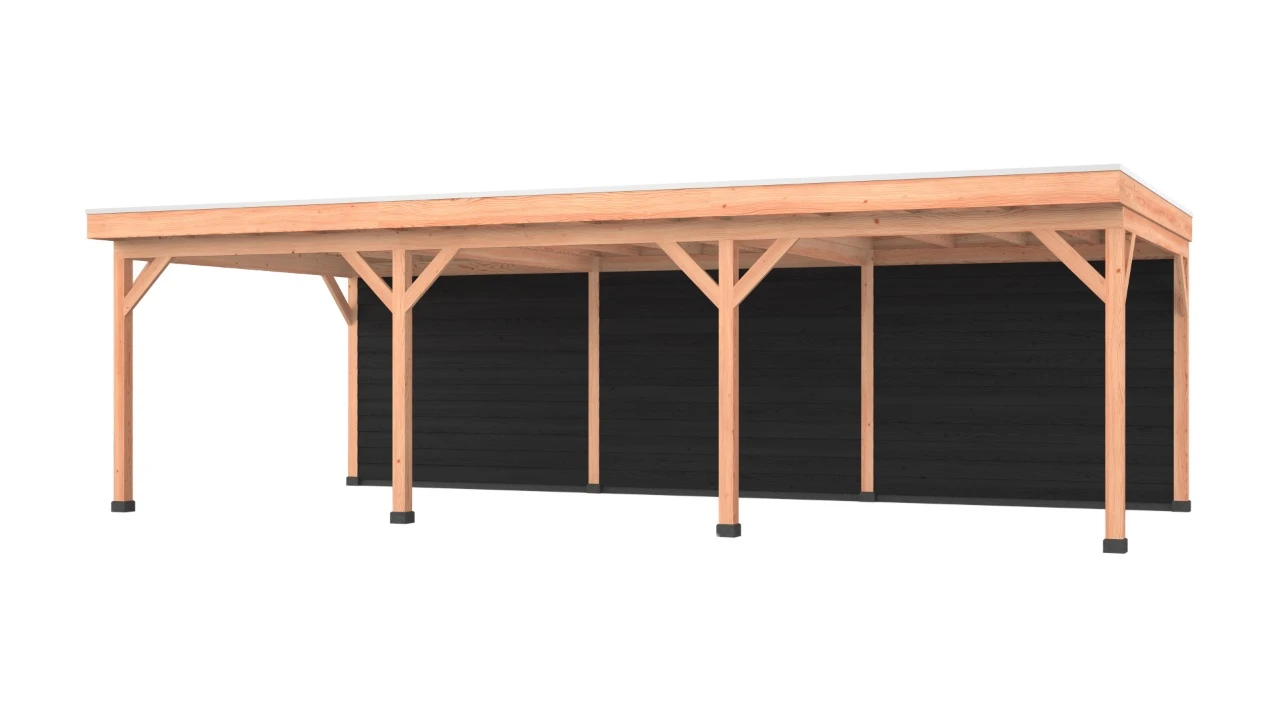 Douglas overkapping, 900 x 400, met zwarte achterwand, Westwood Comfort - Afbeelding 1