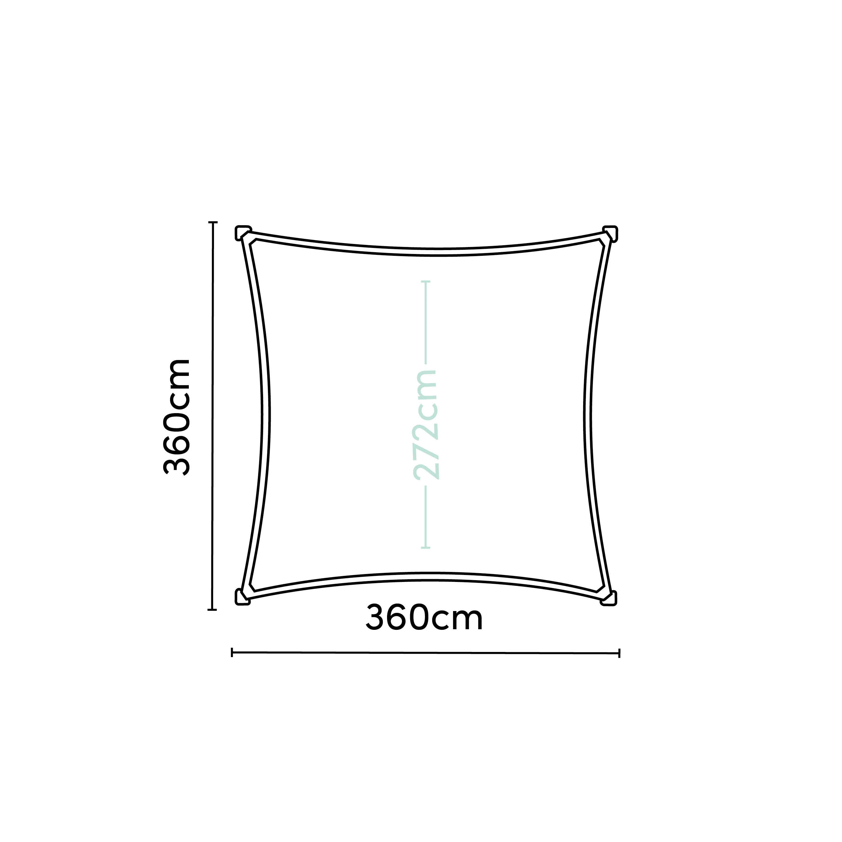 Platinum Schaduwdoek Vierkant Grijs 360 cm - Afbeelding 2