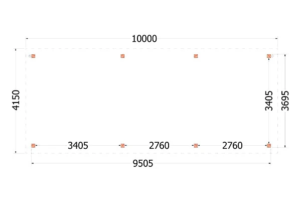 Trendhout Douglas Overkapping Siena 1000 x 415 cm - Afbeelding 2