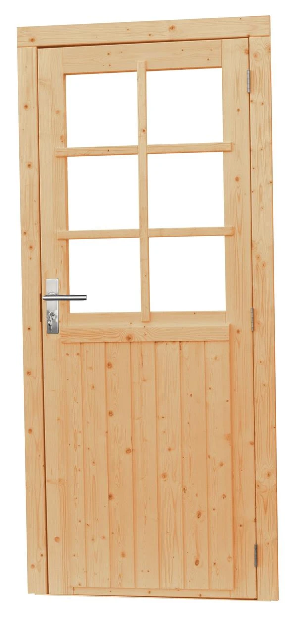 Vuren Glasdeur 6-ruits 90 x 201 cm Rechtsdraaiend - Afbeelding 1